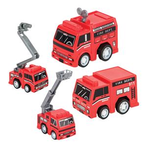 Toy Pull Back Fire Truck Red Plastic 24/Pk