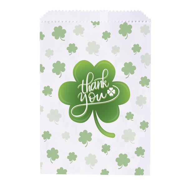 1 Sided Bags Shamrock Thank You White 100/Pk