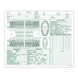 Clinical Record Dental Chart White 100/Pk