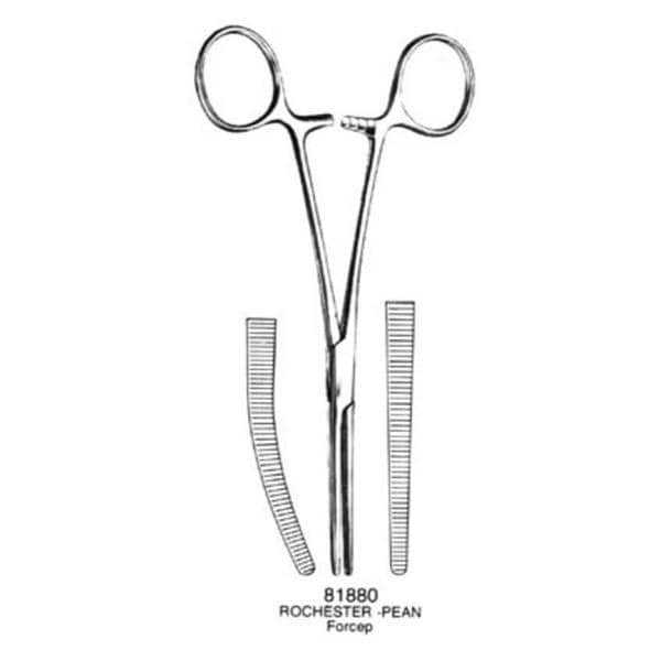 Rochester-Pean Hemostatic Forcep Straight 8" Stainless Steel Autoclavable Ea