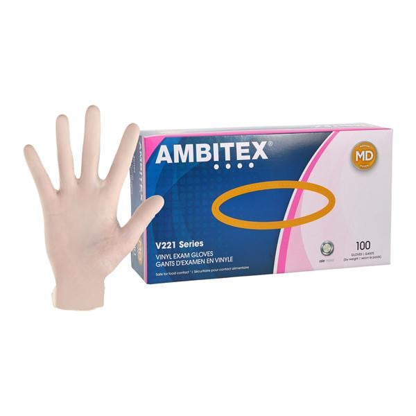 Ambitex Supreme XP Vinyl Exam Gloves Medium Cream Non-Sterile, 10 BX/CA