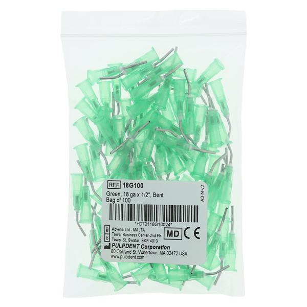 Prebent Applicator Tips Green 18 Gauge 100/Pk