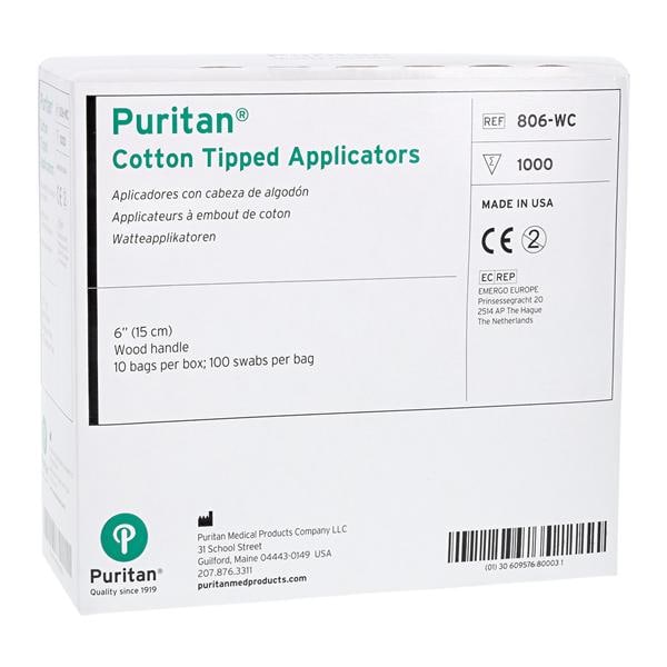 Puritan Applicator 6 in Rigid Wood Shaft Non Sterile 1000/Bx