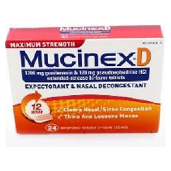 Mucinex D Tablets 1200/120mg Maximum Strength 24/Bx, 24 BX/CA