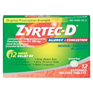 Zyrtec-D Oral Tablets 5mg/120mg 12/Bx