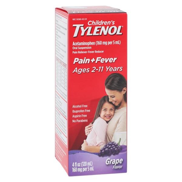 Tylenol Children Pn Rlvr/Fvr Rdcr Liquid Suspension Grape Splash 4oz/Bt