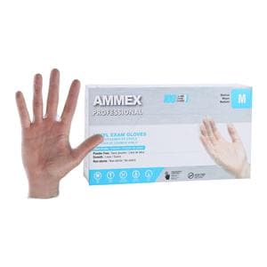 Ammex Vinyl Exam Gloves Medium Clear Non-Sterile, 10 BX/CA