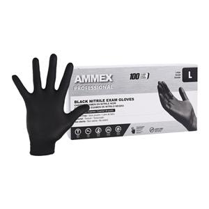 Ammex Nitrile Exam Gloves Large Black Non-Sterile, 10 BX/CA