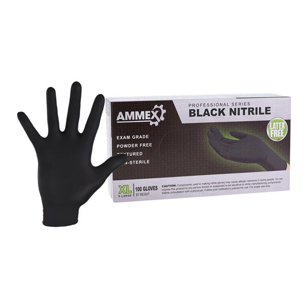 Ammex Nitrile Exam Gloves X-Large Black Non-Sterile