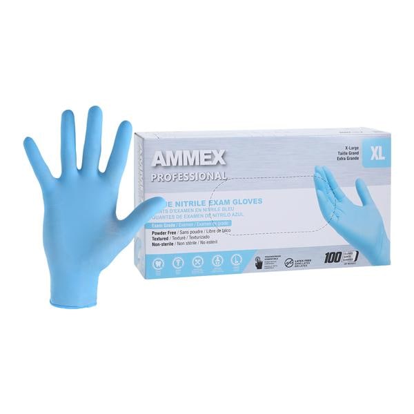 Ammex Nitrile Exam Gloves X-Large Blue Non-Sterile