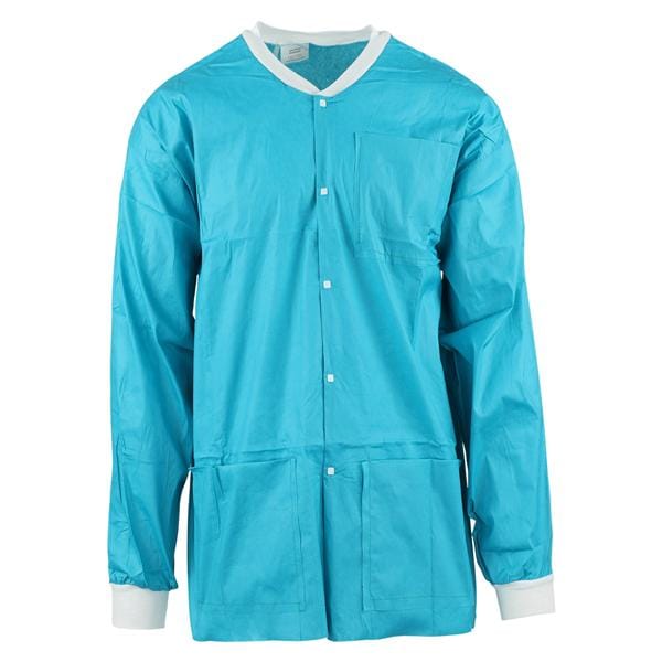 MedFlex Premium Lab Jacket Cotton Like Fabric Large Teal 10/Pk