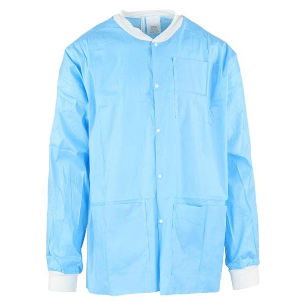 MedFlex Premium Lab Jacket Cotton Like Fabric X-Large Light Blue 10/Pk