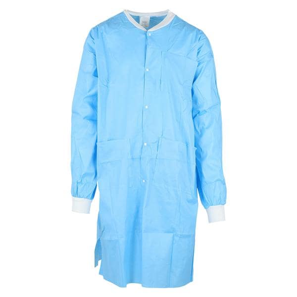 MedFlex Premium Lab Coat Cotton Like Fabric X-Large Light Blue 10/Pk