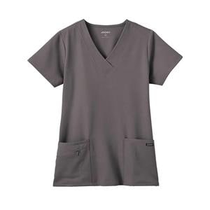 Jockey Scrub Top V-Neck 2 Pockets Short Sleeves X-Small Charcoal Womens Ea