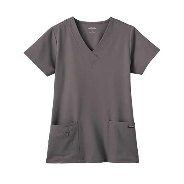 Jockey Scrub Top V-Neck 2 Pockets Short Sleeves Small Charcoal Womens Ea