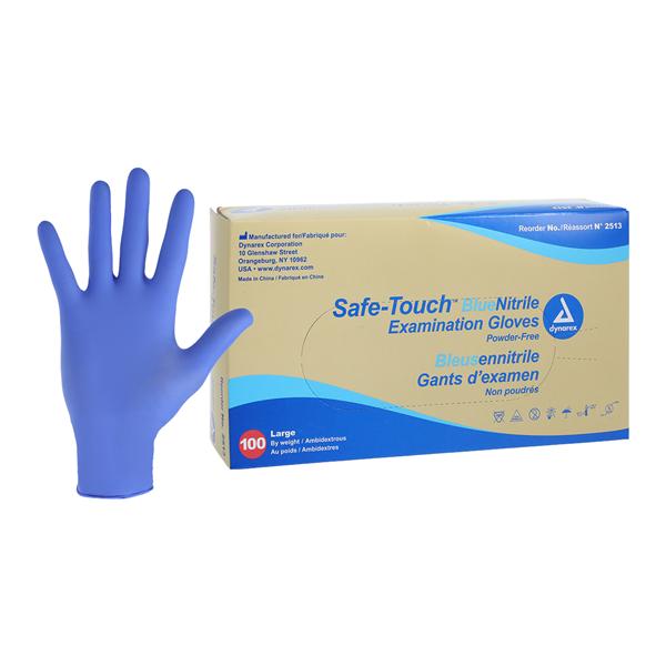 SafeTouch Nitrile Exam Gloves Large Blue Non-Sterile