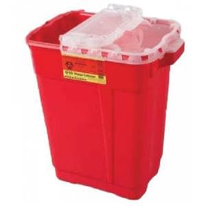 Sharps Container 9gal Red/Clear 11-3/4x17-3/4x18-1/2" Hinge Lid Plastic Ea, 8 EA/CA