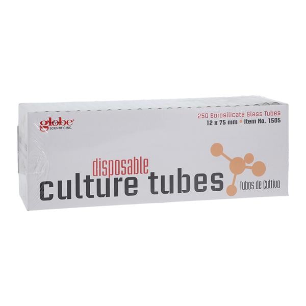 Culture Tube Borosilicate Glass 6mL 12x75mm Non-Sterile 250/Bx, 4 BX/CA