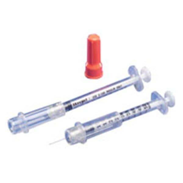 Monoject Insulin Syringe/Needle 29gx1/2" 0.3cc Orange Safety Shield LDS 5x100/Ca