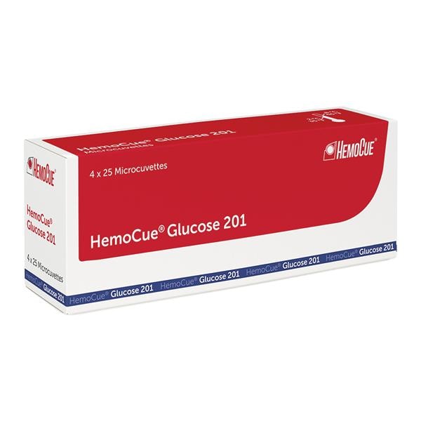 HemoCue Glucose 201 Microcuvette CLIA Waived 100/Bx