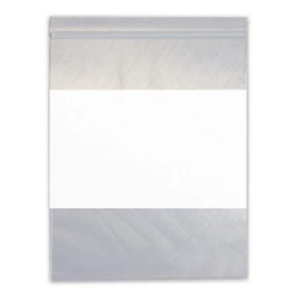 Zip Bag w/White Write-On Block 2mL 6x9 100/Pk 100/Package, 10 PK/...