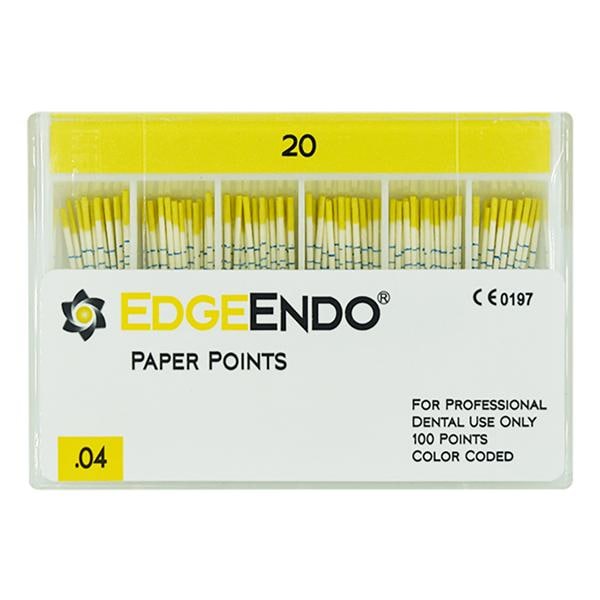 EdgeEndo Paper Points Size #20 .04 Yellow 100/Pk