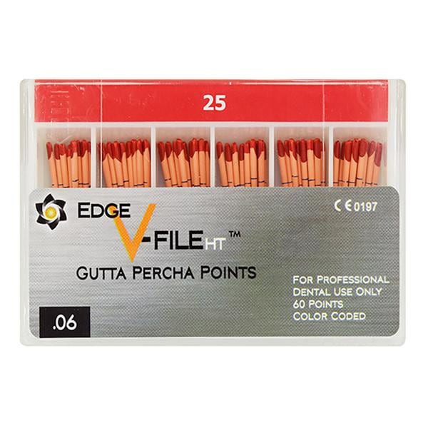 EdgeV-File HT Gutta Percha Points Size #25 Red 60/Pk