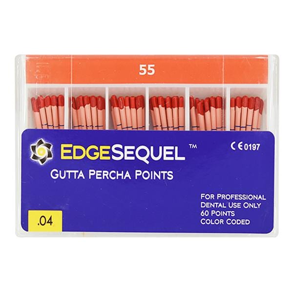 EdgeSequel Sapphire Gutta Percha Points Size #55 Red 60/Pk