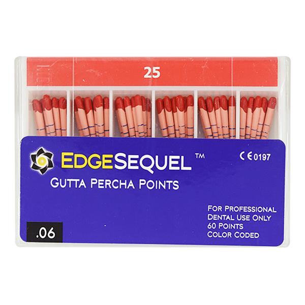 EdgeSequel Sapphire Gutta Percha Points Size #25 Red 60/Pk