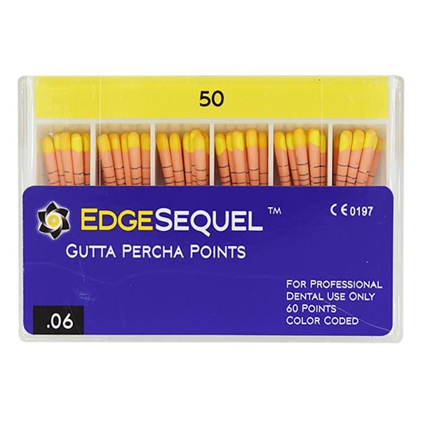 EdgeSequel Sapphire Gutta Percha Points Size #50 Yellow 60/Pk