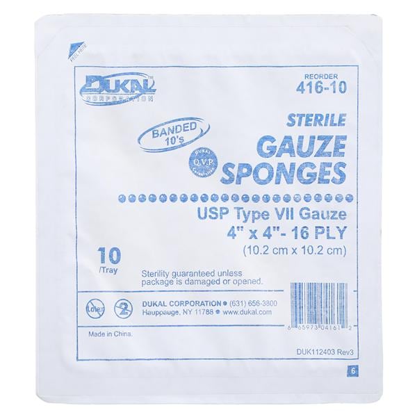 Cotton Gauze Type VII Sponge 4x4" 16 Ply Sterile LF