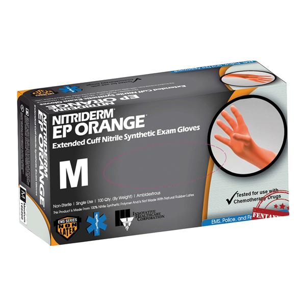 NitriDerm EP Nitrile Exam Gloves Medium Orange Non-Sterile