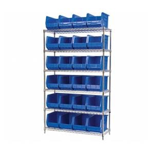 Wire Shelving, 6 Shelves w/ 24 AkroBins Ea