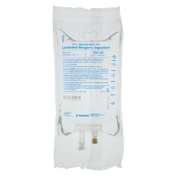 Injection Solution Dextrose 5%/Lactated Ringers 500mL Excel IV Container Ea