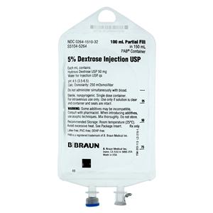 Injection Solution Dextrose 5%/Water 100mL Prt Fl Flx Bg Cntnr Ea