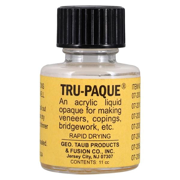 Tru-Paque Denture Resin Acrylic Opaquer Heat Cure White Liquid 1/2oz/Bt