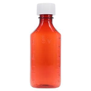 Syrup Bottle Plastic 4oz Amber Reusable Non-Sterile 100/Ca