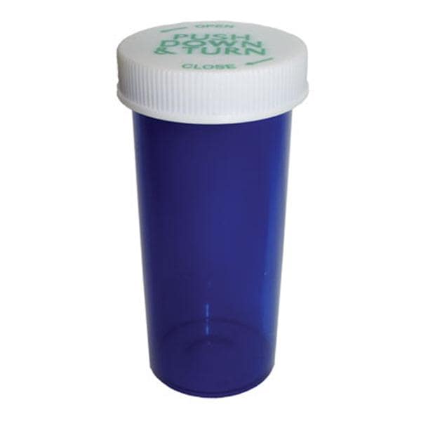 Medicine Vial Plastic 40 Dram Blue Reusable Non-Sterile 180/Ca