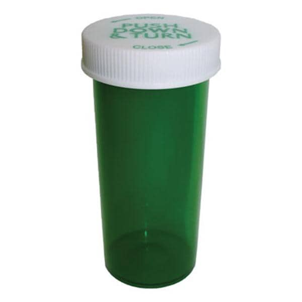 Medicine Vial Plastic 16 Dram Green Reusable Non-Sterile 270/Ca