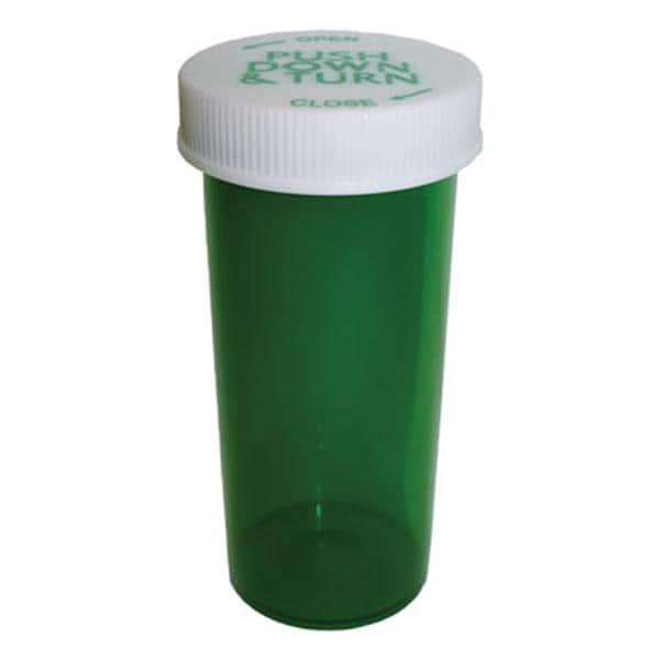 Medicine Vial Plastic 60 Dram Green Reusable Non-Sterile 115/Ca