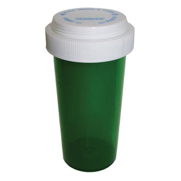 Medicine Vial Plastic 60 Dram Green Reusable 90/Ca