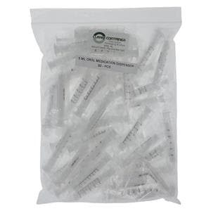 Syringe Dispenser Plastic 5mL Oral Transparent Reusable 50/Pk