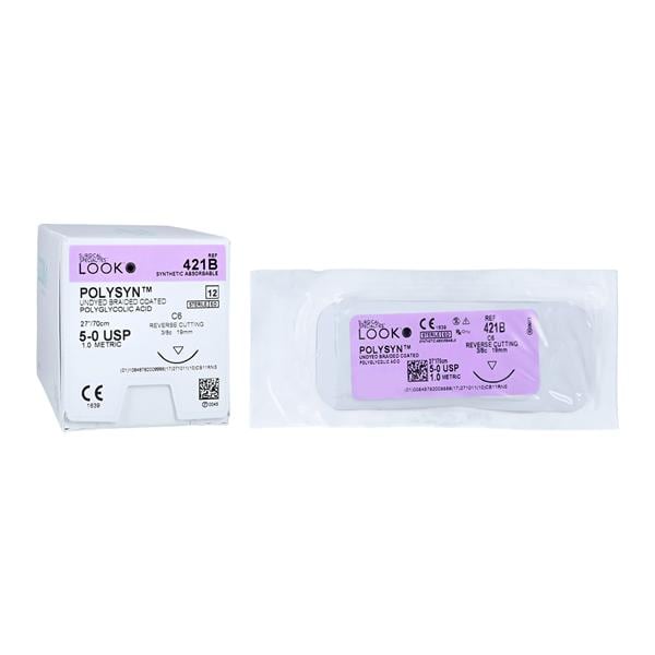 Polysyn Suture 5-0 27" Polyglycolic Acid Braid C-6 Undyed 12/Bx