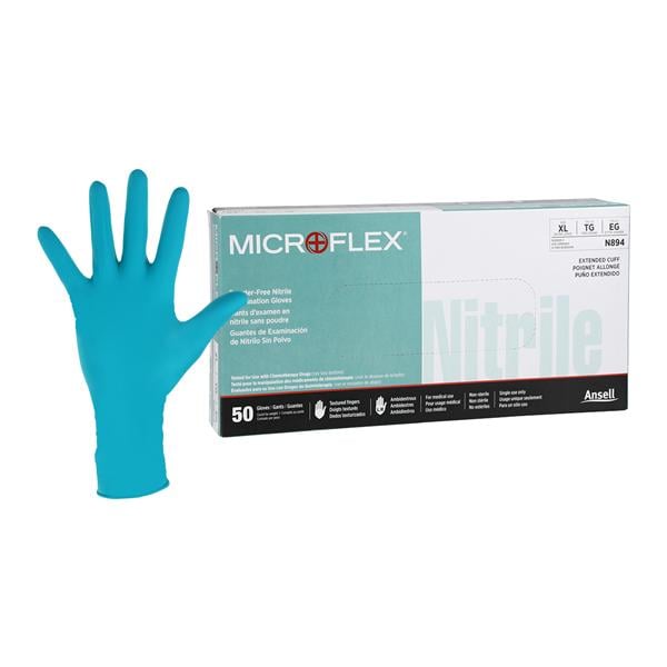 Microflex Nitrile Exam Gloves X-Large Extended Green Non-Sterile, 10 BX/CA