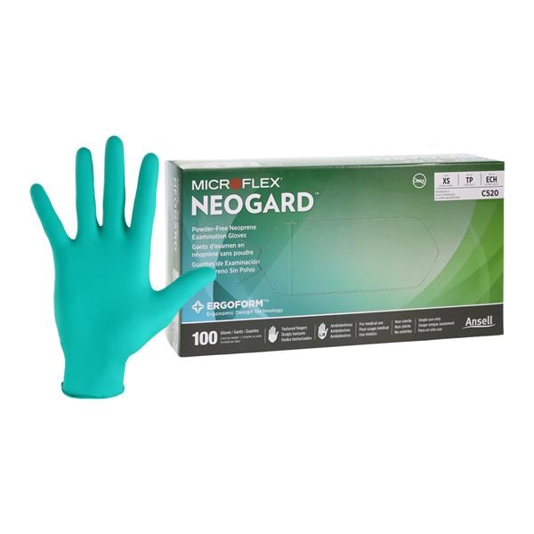 Neogard Chloroprene Exam Gloves X-Small Green Non-Sterile