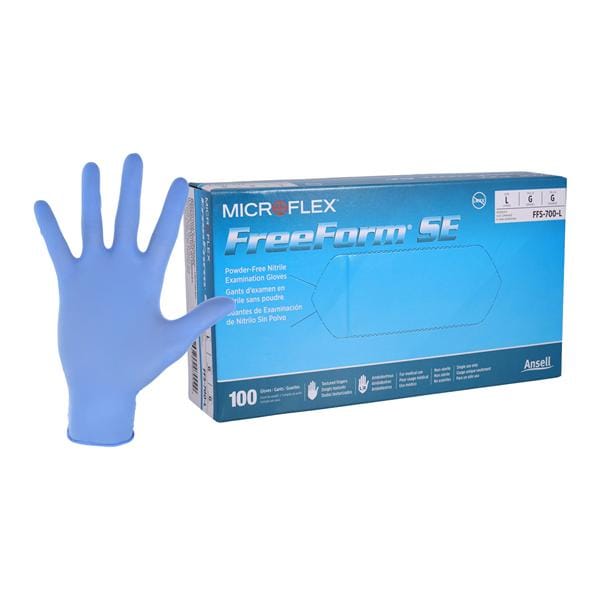 MICROFLEX FreeForm SE Nitrile Exam Gloves Large Standard Blue Non-Sterile