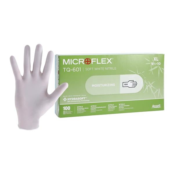 Soft White Nitrile Exam Gloves X-Large White Non-Sterile