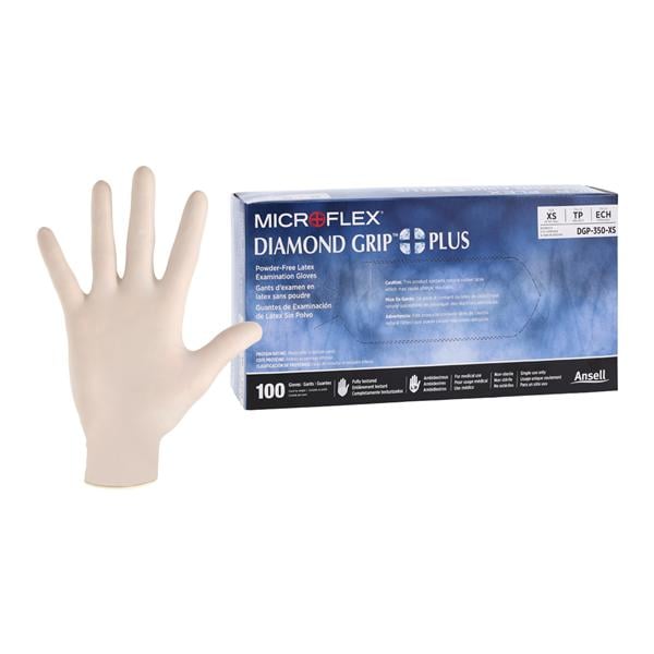 MICROFLEX Diamond Grip Plus Exam Gloves X-Small Standard Natural Non-Sterile