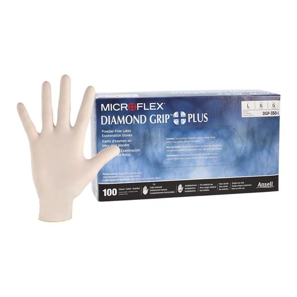 MICROFLEX Diamond Grip Plus Exam Gloves Large Standard Natural Non-Sterile