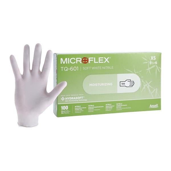 MICROFLEX Soft White Nitrile Exam Gloves X-Small Standard White Non-Sterile